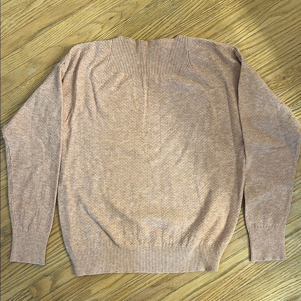 Pink Turtleneck Sweater with Ribbed Cuffs